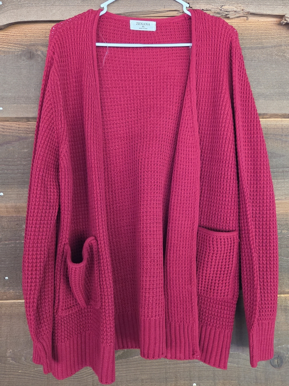 Zenana Knit Cardigan In Red - Cozy Fall Warmth Pumpkin Patch Sweater Christmas